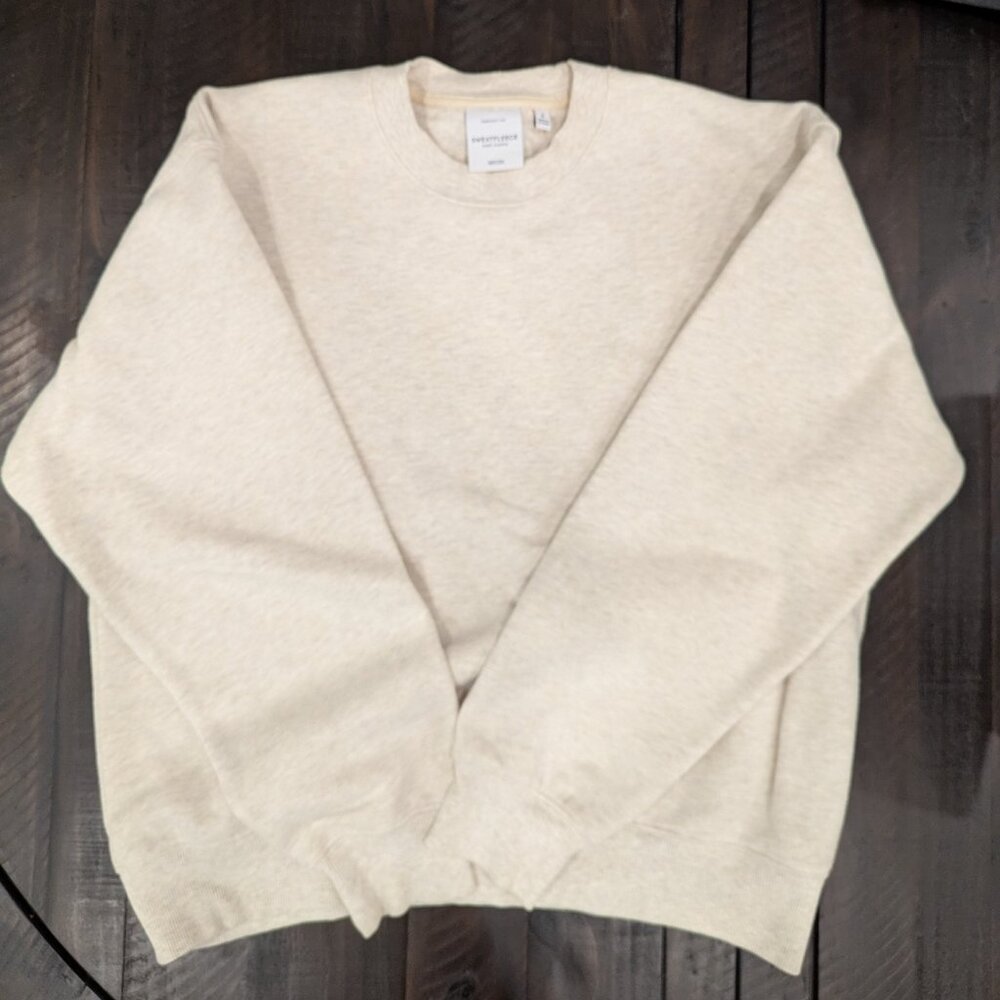 Aritzia Cozy Fleece Perfect Crew Sweatshirt, Small, Heather Light Oatmeal